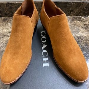 Coach brown/tan suede leather booties, size 8.5